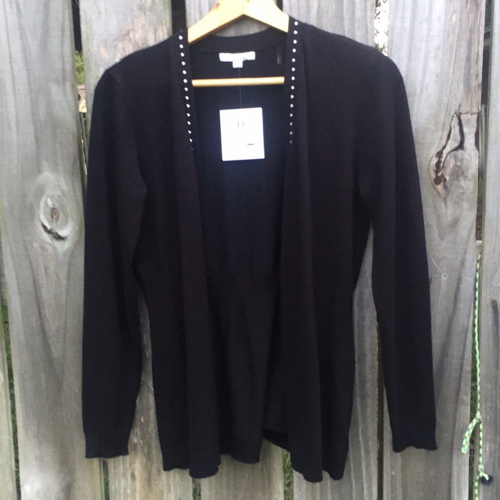 89th & Madison Black Draped Cardigan Sweater New